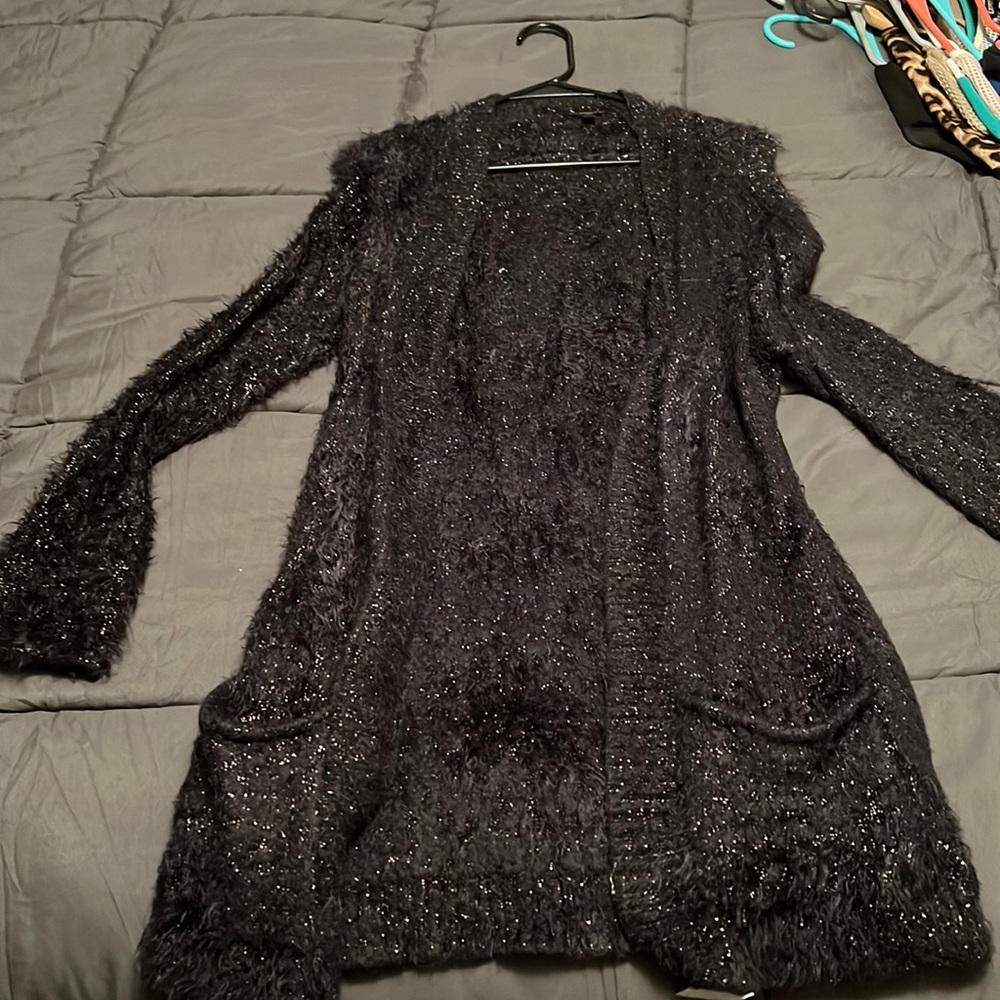 Express fuzzy glitter cardigan
